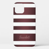 White Grayish Burgundy Red striped Case-Mate iPhone Case (Achterkant)
