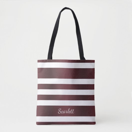 White Grayish Burgundy Red striped Tote Bag (Voorkant)