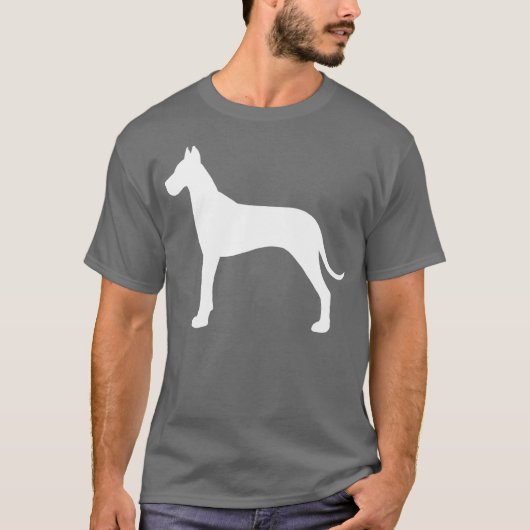 White Great Dane Dog Silhouette Large Graphic T-shirt (Voorkant)