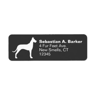 White Great Dane Silhouette Return-adreslabels Etiket