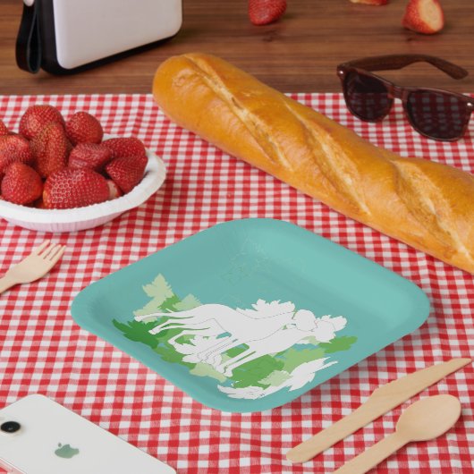 White Great Danes Silhouette Papieren Bordje (Picknick)