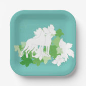 White Great Danes Silhouette Papieren Bordje (Voorkant)