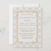 White Great Gatsby Art Deco Gold Engagement Party Kaart (Voorkant)