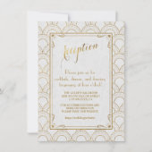 White Great Gatsby Art Deco Gold Reception Kaart (Voorkant)