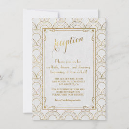 White Great Gatsby Art Deco Gold Reception Kaart