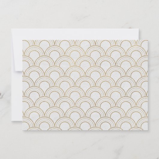 White Great Gatsby Art Deco Gold Save the Date (Achterkant)