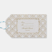 White Great Gatsby Art Deco Gold Wedding Cadeaulabel (Achterkant Horizontaal)
