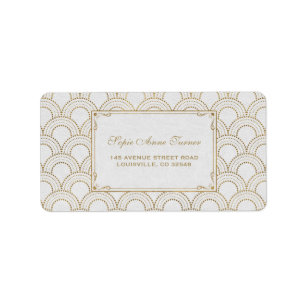White Great Gatsby Art Deco Gold Wedding Etiket
