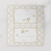 White Great Gatsby Art Deco Gold Wedding Plaatskaartje (Buitenkant ongevouwen)