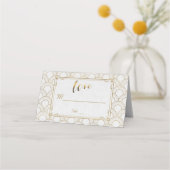 White Great Gatsby Art Deco Gold Wedding Plaatskaartje (Voorkant)
