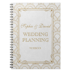 White Great Gatsby Art Deco Gold Wedding Planner Notitieboek