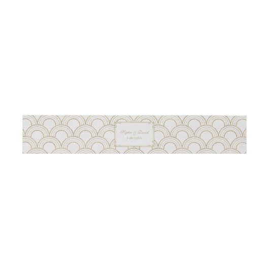 White Great Gatsby Art Deco Gold Wedding Uitnodigingen Wikkel (Vlak)