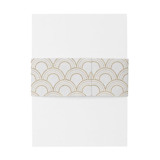 White Great Gatsby Art Deco Gold Wedding Uitnodigingen Wikkel (Achterkant Voorbeeld)