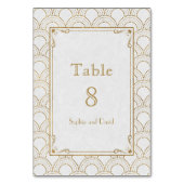 White Great Gatsby Gold Art Deco TABLE NUMMER Kaart (Achterkant)