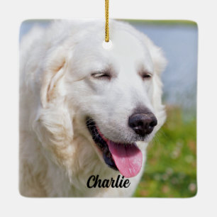 White Great Pyrenees Livestock Guardian Dog Keramisch Ornament