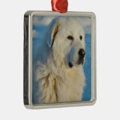 White Great Pyrenees Livestock Guardian Dog Metalen Ornament (Rechts)