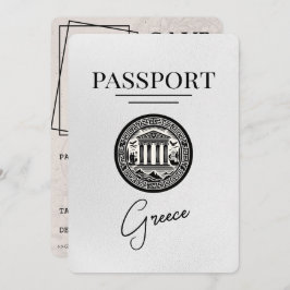 White Greece Passport Save the Date Kaart