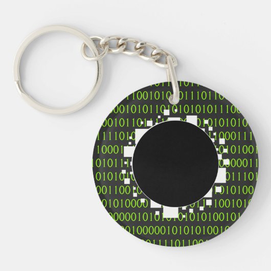 White Green 1s 0s Abyy Binary Code Digital Portal Sleutelhanger (Voorkant)