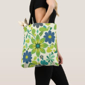 White Green and Blue Floral Tote Bag (Dichtbij)