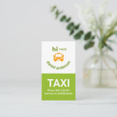 White Green Box glimlachend Taxi Face Cab Driver Visitekaartje (Staand voorkant)