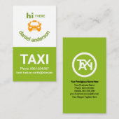White Green Box glimlachend Taxi Face Cab Driver Visitekaartje (Voorkant / Achterkant)