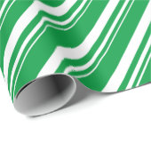 White Green Candy Cane Stripe Vakantie Cadeaupapier (Rol Hoek)