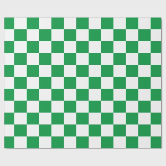 White Green Checkerboard Cadeaupapier (Vlak)