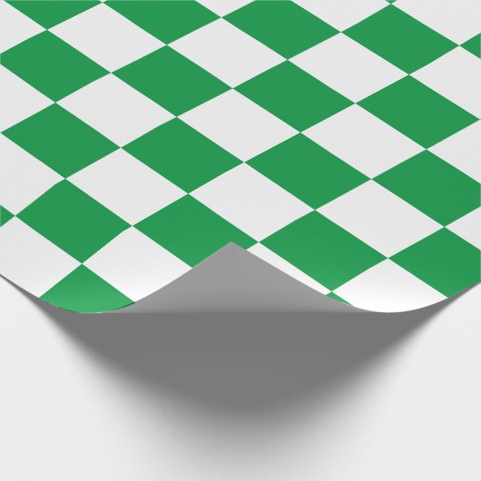 White Green Checkerboard Cadeaupapier (Hoek)