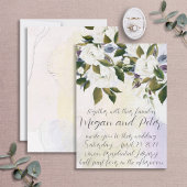 White & Green Fine Art Calligraphy Style Wedding Kaart