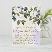 White & Green Fine Art Calligraphy Style Wedding Kaart (Staand voorkant)