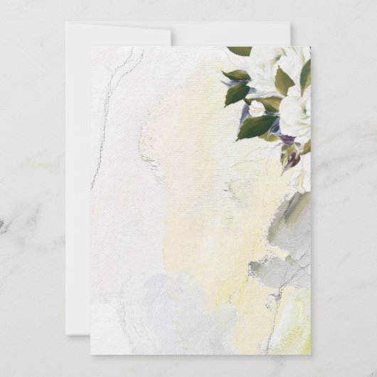 White & Green Fine Art Calligraphy Style Wedding Kaart (Achterkant)