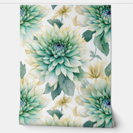 White Green Floral Behang