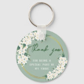 White Green Floral Bride Tribe Wedding Favor Sleutelhanger (Achterkant)