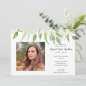 White & Green Floral Celebration of Life Funeral Bedankkaart (Staand voorkant)