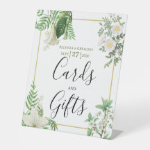 White Green Floral Gold Wedding Cards & Gifts
