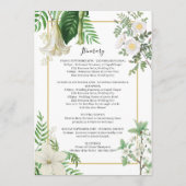 White Green Floral Gold Wedding Itinerary Programm Programmakaart (Achterkant)