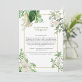 White Green Floral Gold Wedding Itinerary Programm Programmakaart (Staand voorkant)