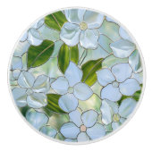 White Green Floral Keramische Knop (Voorkant)