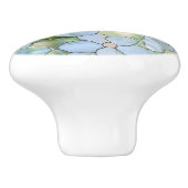White Green Floral Keramische Knop (Zijkant)