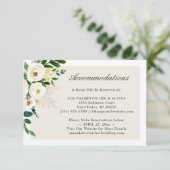 White Green Floral Wedding Accommodations Informatiekaartje (Staand voorkant)