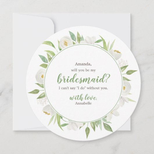 White & Green Floral zal je mijn Bridesmaid zijn Kaart (Voorkant)