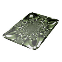 White Green Forest Leaf Petals Bath Mat