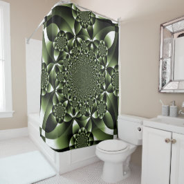 White Green Forest Leaf Petals Douchegordijn