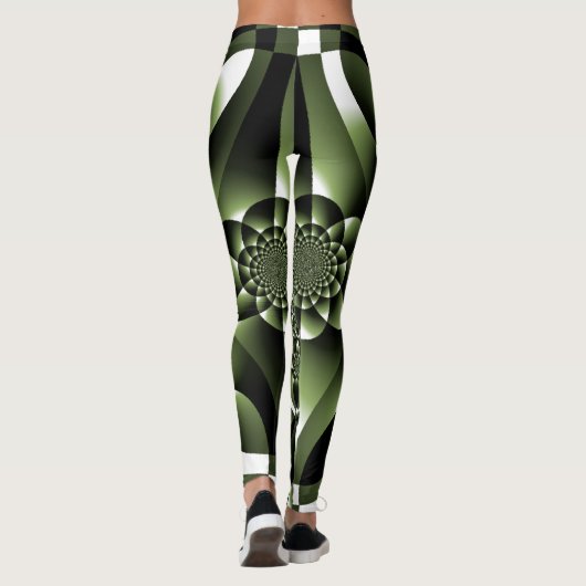 White Green Forest Leaf Petals Leggings (Achterkant)