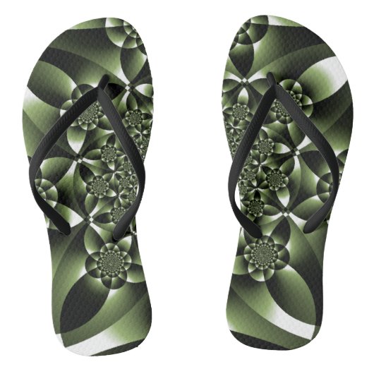 White Green Forest Leaf Petals Teenslippers (Voetbed)