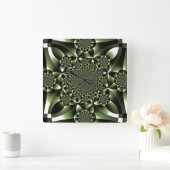 White Green Forest Leaf Petals Vierkante Klok (Huis)