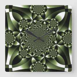 White Green Forest Leaf Petals Vierkante Klok