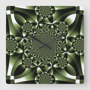 White Green Forest Leaf Petals Vierkante Klok