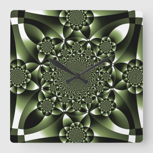 White Green Forest Leaf Petals Vierkante Klok (Voorkant)