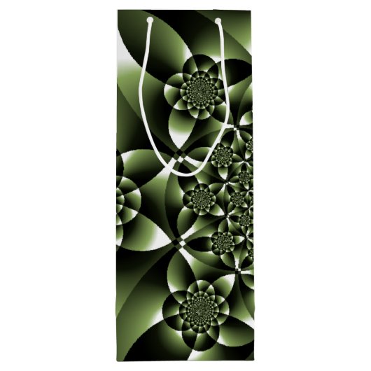 White Green Forest Leaf Petals Wijn Cadeautas (Achterkant)